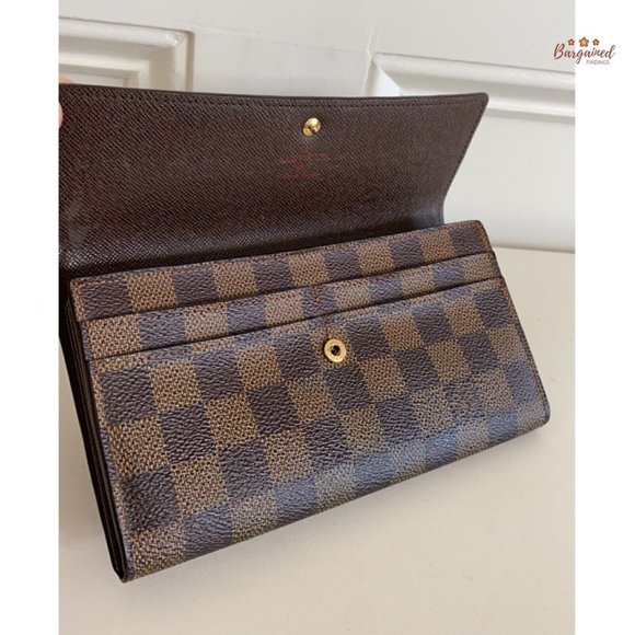 Authentic Louis Vuitton Vintage Damier Ebene Coated Canvas Leather Sarah Long Wa - Picture 6 of 12